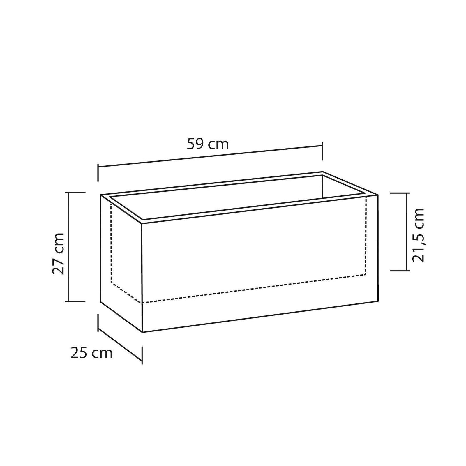 Pflanzkübel 'C-Cube Long', Stony Grey, 59 x 25 x H 26,5 cm, 21 Liter