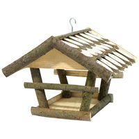 Vogelhaus mit Erlendach, 38 x 32 x 26 – 29 cm zum Aufhängen