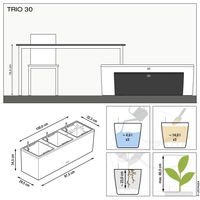 Lechuza® 'Trio Stone 30', graphitschwarz, 100 x 32,5 x H 34,5 cm