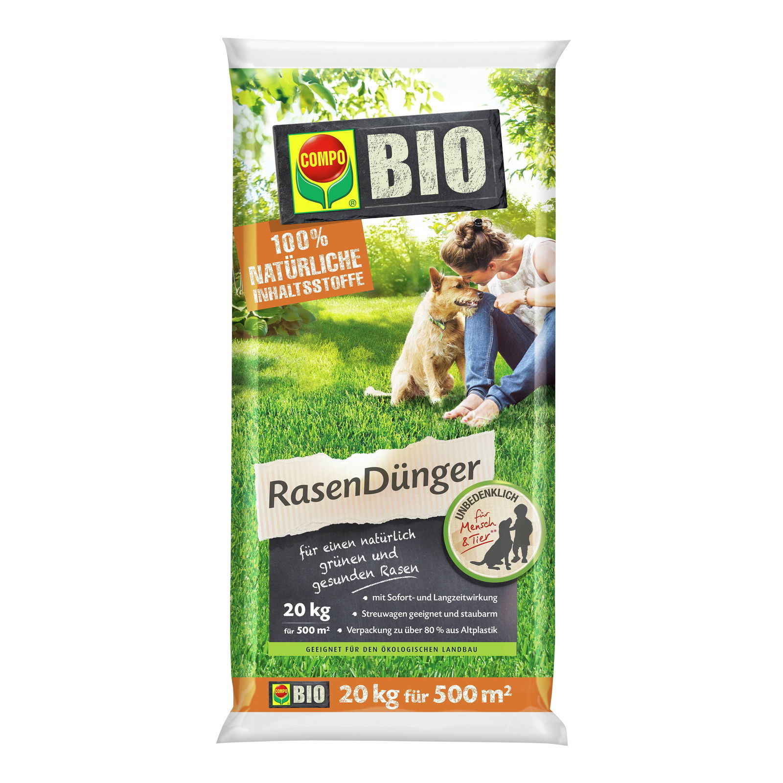 Compo Bio Rasendünger für 500 qm, ca. 20 kg