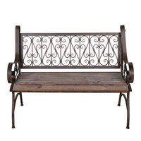 Metall-Gartenbank Bordeaux, braun mit Holzsitz, ca. 91 x 59,2 x 115 cm