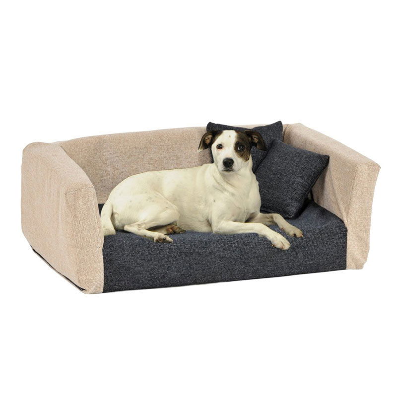 Silvio Design Hundesofa Buddy Polsterstoff, sand-anthrazit, ca. 42x70x25 cm