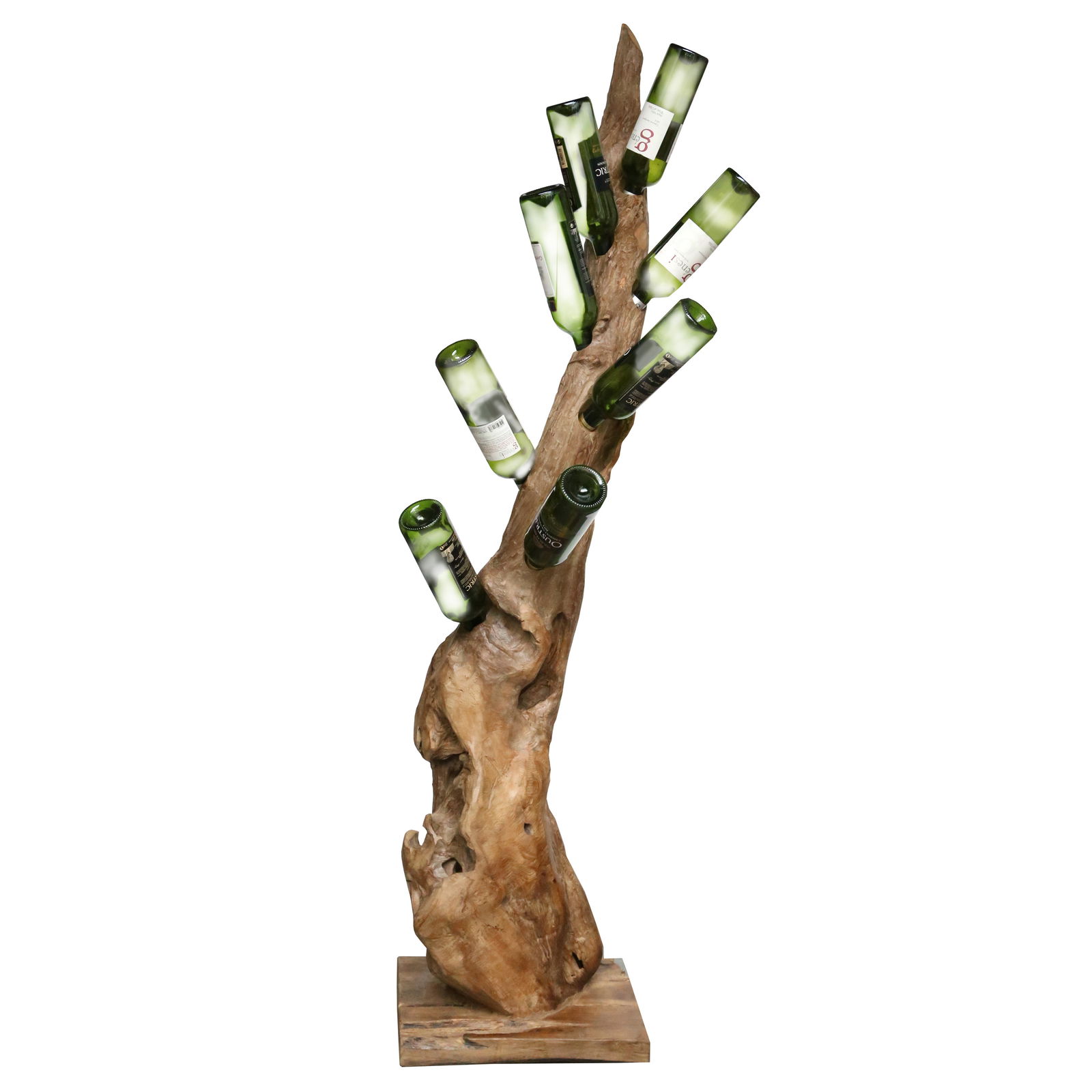 Weinregal 'Baum', natur, recyceltes Teakholz