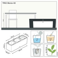 Lechuza® 'Trio Stone 40', graphitschwarz, 129,5 x 42 x H 44 cm