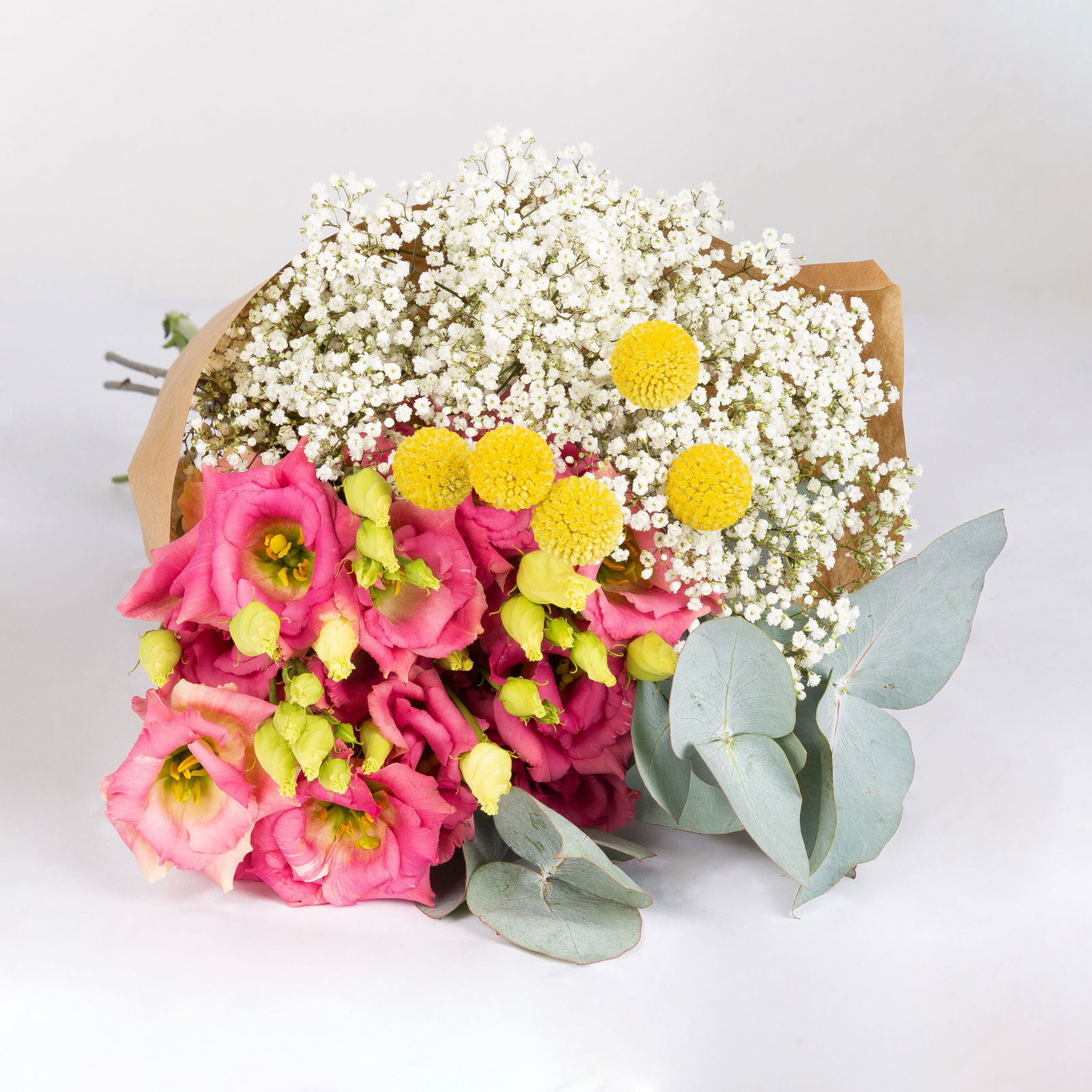 Rosa Schnittblumen-Mix mit Lisianthus & Craspedia