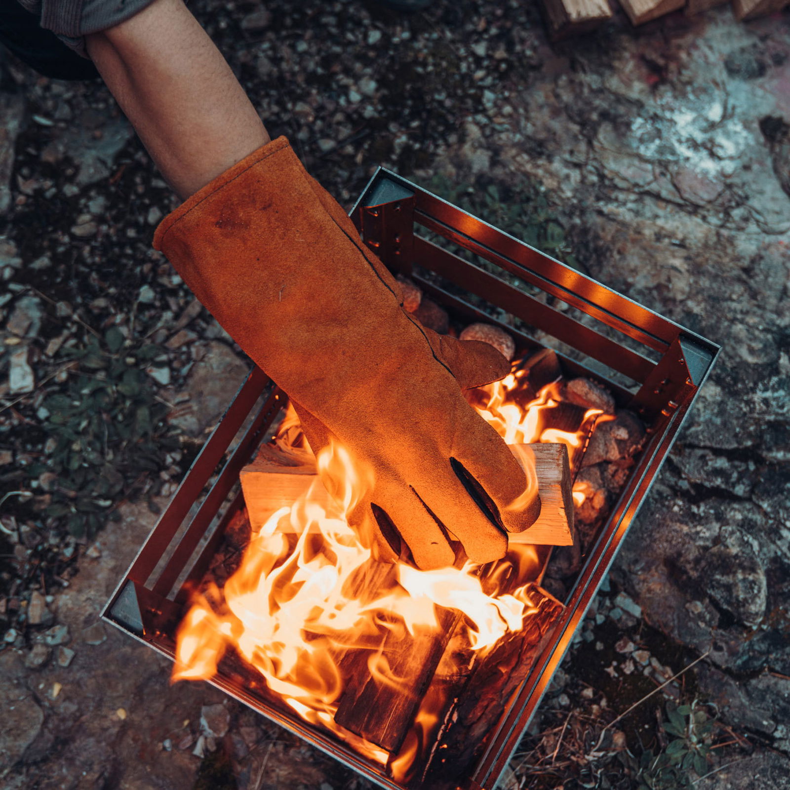 Grillhandschuhe, Höfats, Braun, Schwarz, Velourleder