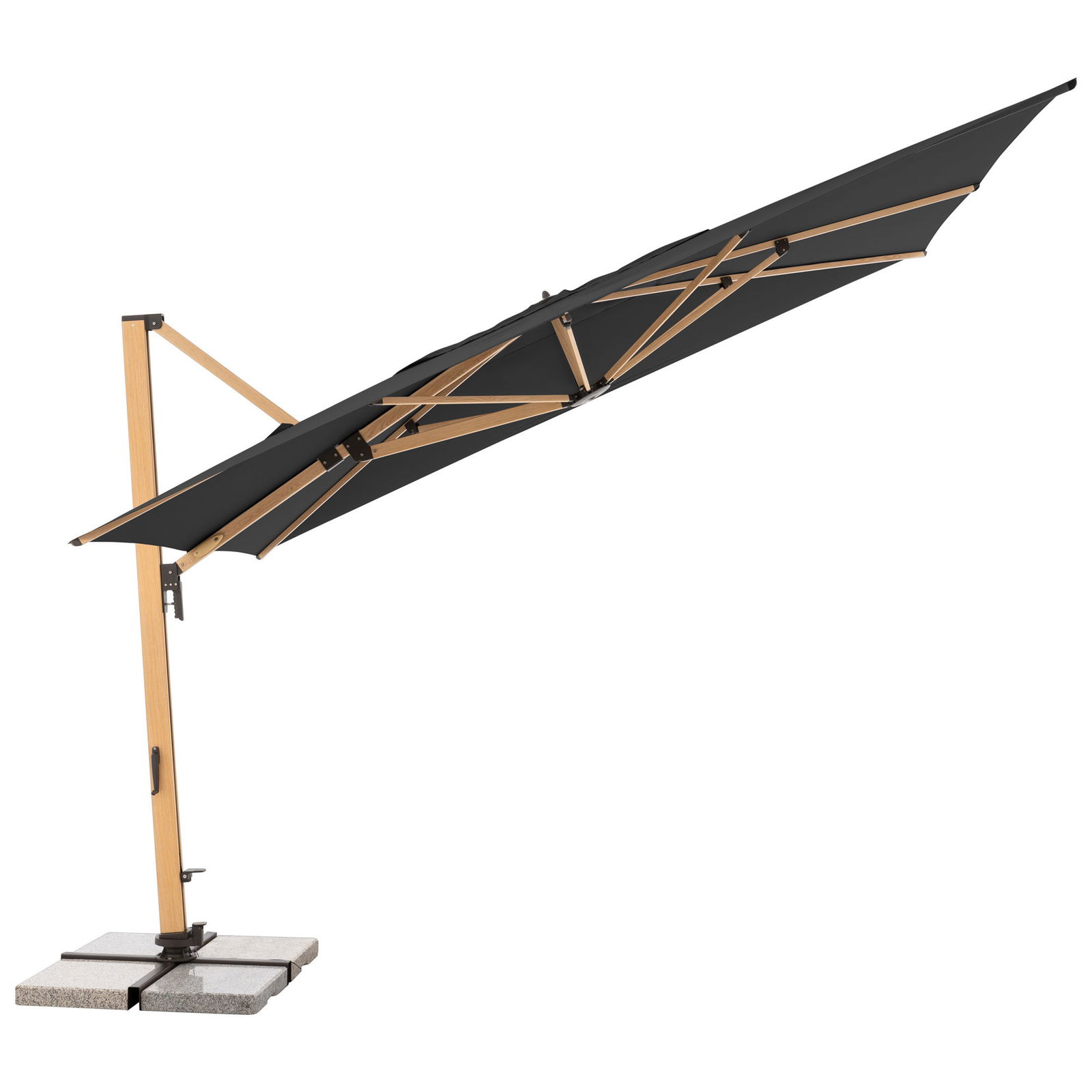 Doppler Pendelschirm 'Alu-Wood XL LED Ultra', anthrazit, ca. 400 x 300 cm