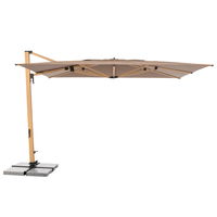 Doppler Pendelschirm 'Alu-Wood XL LED Ultra', greige, ca. 400 x 300 cm