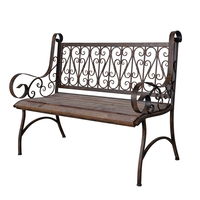 Metall-Gartenbank Bordeaux, braun mit Holzsitz, ca. 91 x 59,2 x 115 cm