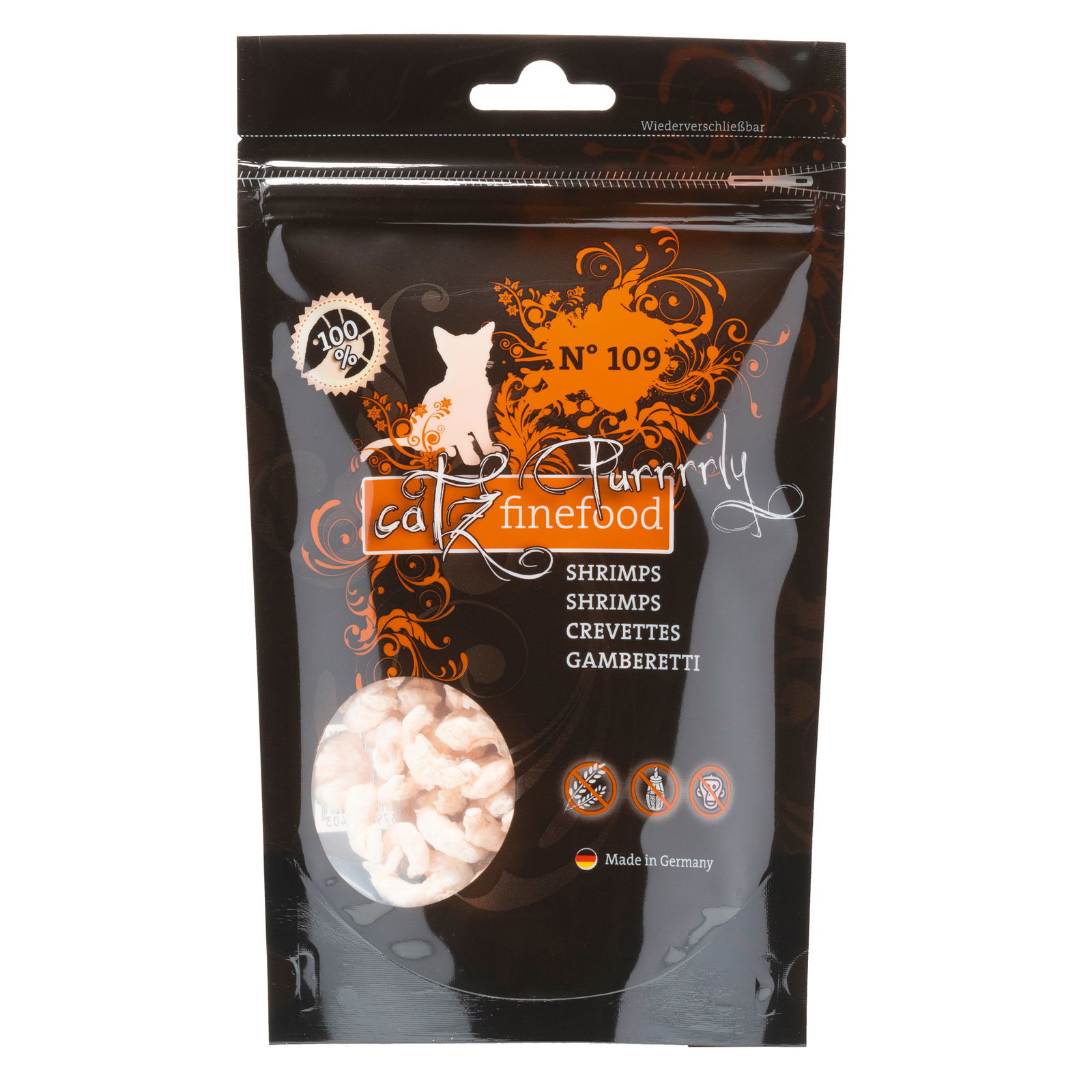 Ergänzungsfutter für Katzen, Catz Finefood Purrrrly No. 109, Shrimps, 35 g