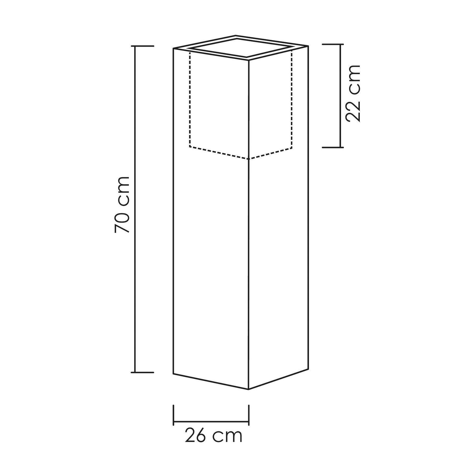 Pflanzkübel 'C-Cube High', Stony Grey, 26 x 26 x H 70 cm, 9 Liter