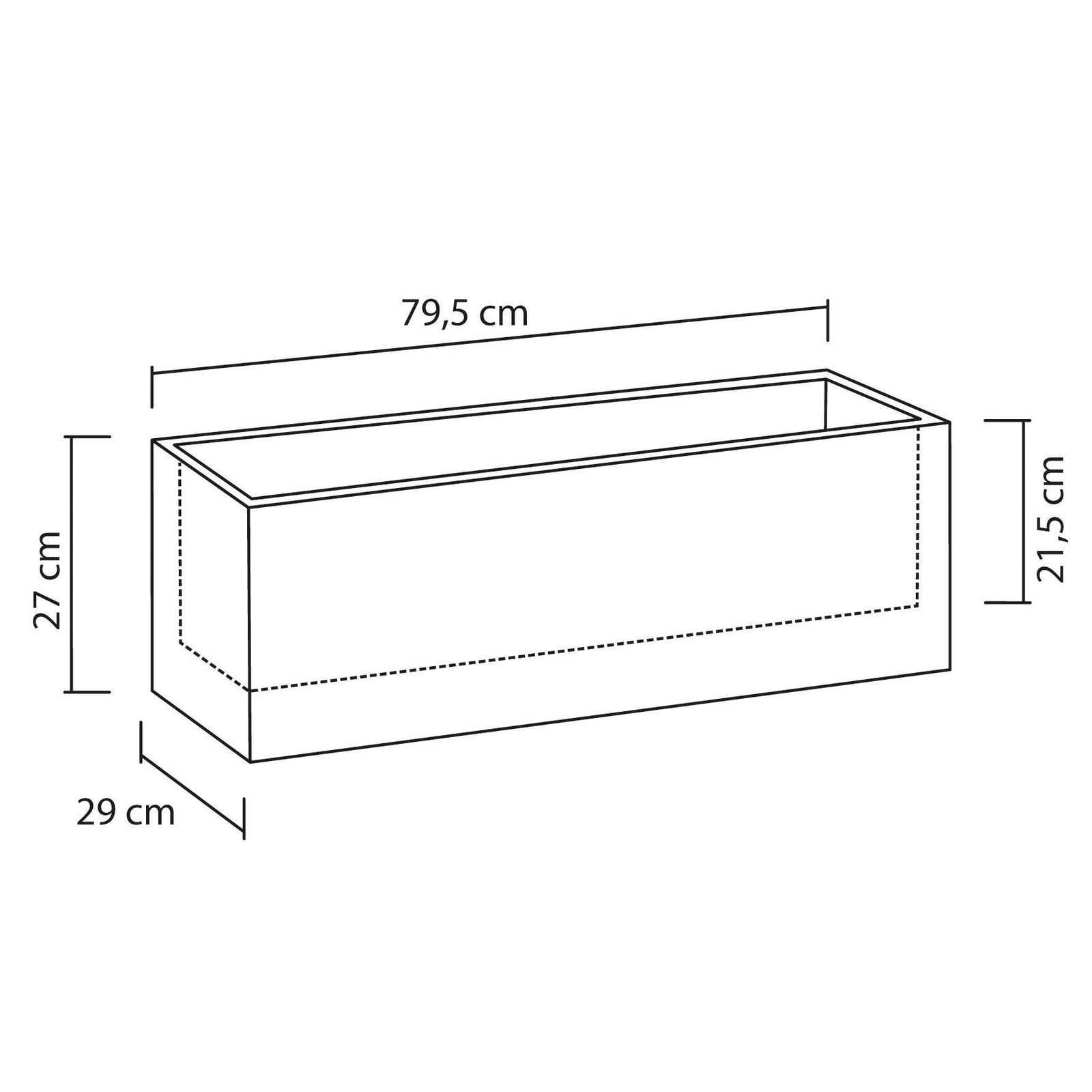 Pflanzkübel 'C-Cube Long', Stony Grey, 79 x 29 x H 27,5 cm, 35 Liter