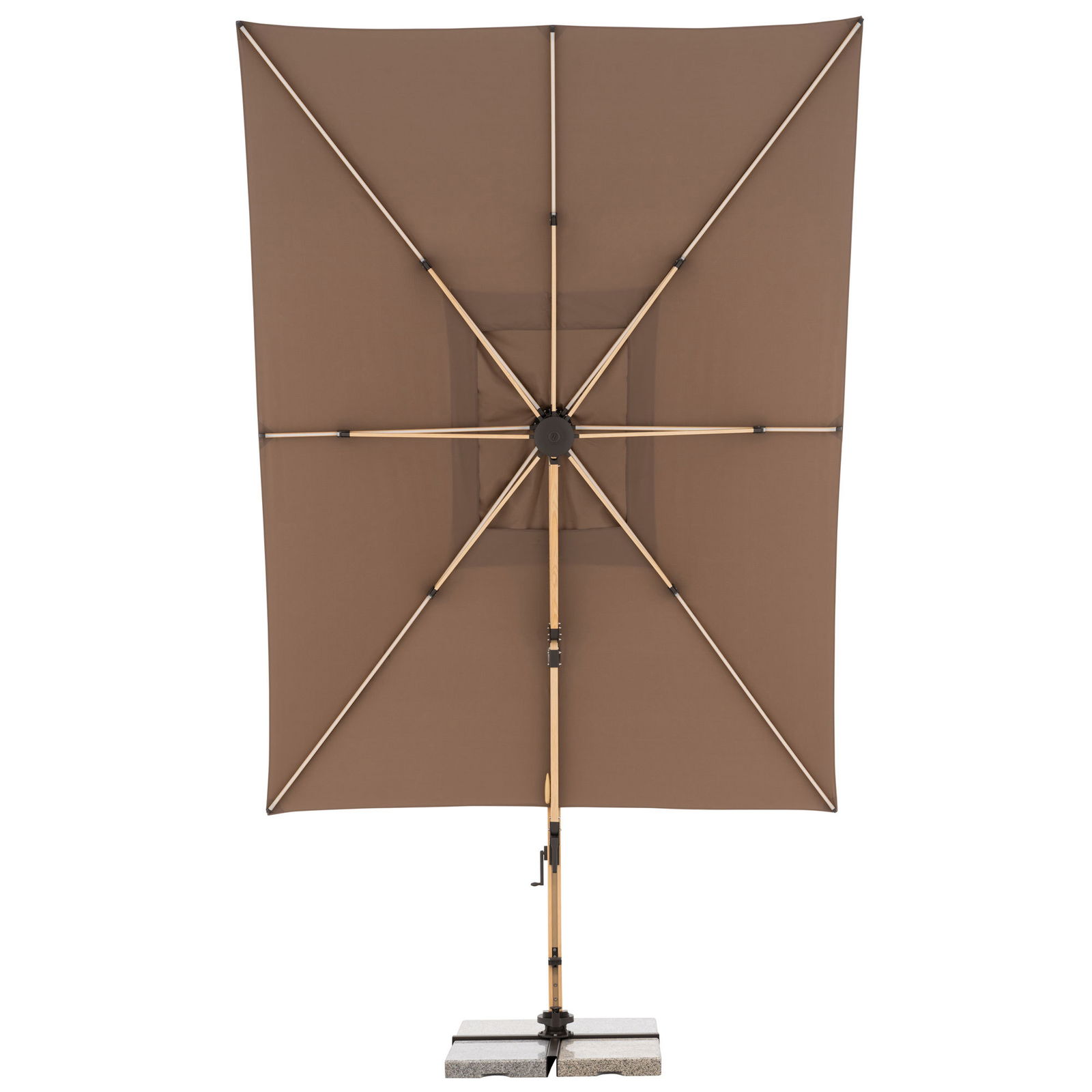 Doppler Pendelschirm 'Alu-Wood XL LED Ultra', greige, ca. 400 x 300 cm