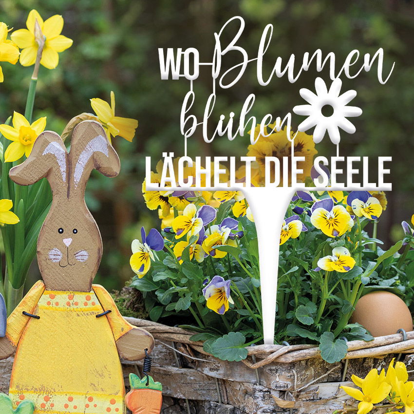 Illumino Blumenstecker 'Wo Blumen blühen, lächelt die Seele'